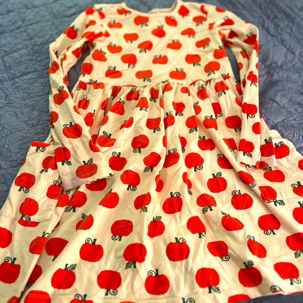 Hanna Andersson knit pumpkin fall dress.  Girls size 150 US 12